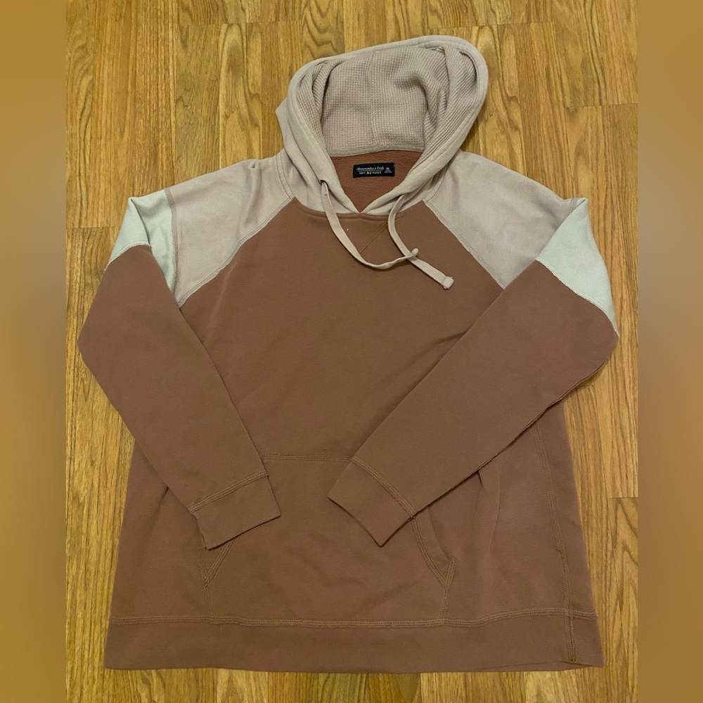 Abercrombie & Fitch tri color, colorblock hoodie, soft AF fleece collection